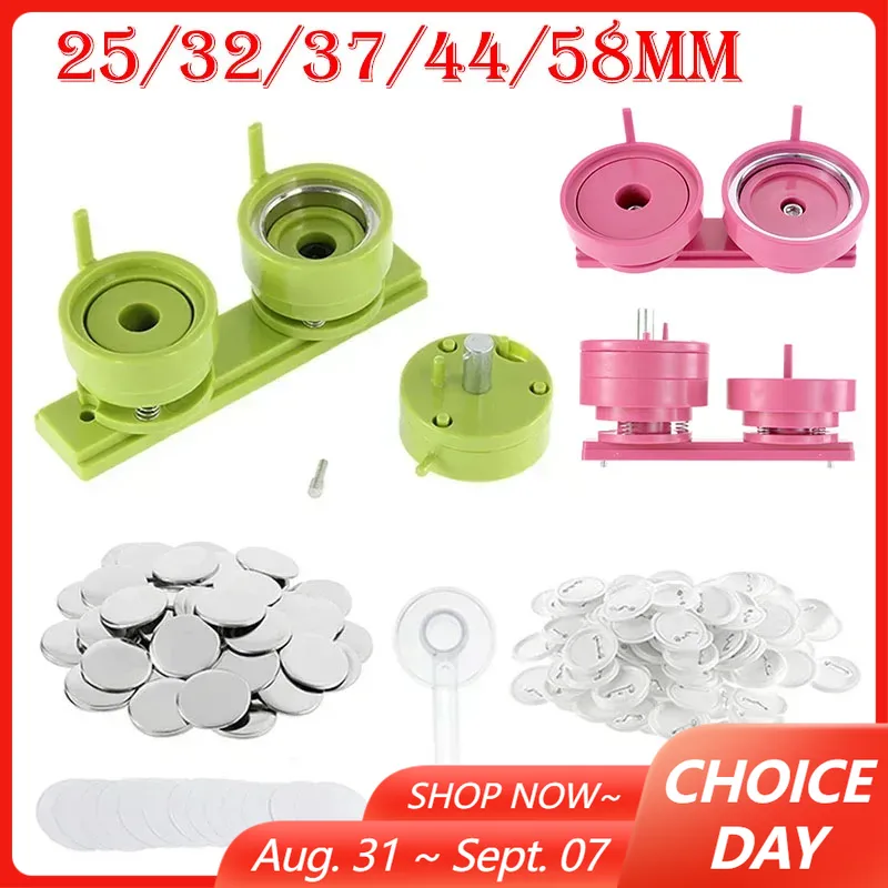Button Hole Cutter - 100Sets 25/32/37/44/58mm Badge Pin Button Maker