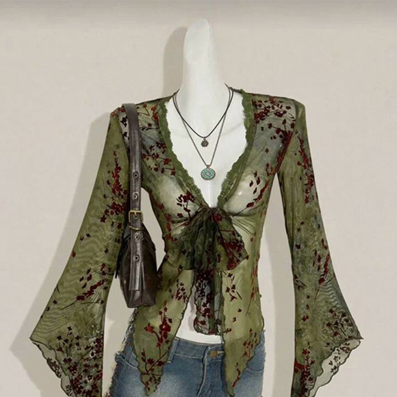 MEXZT Vintage Floral Mesh Shir - đánh giá và giá Sewing V