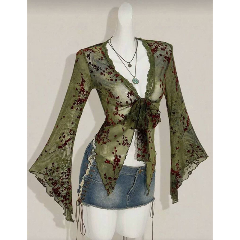 MEXZT Vintage Floral Mesh Shir - đánh giá và giá Sewing V