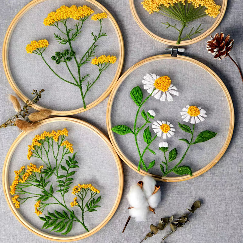 DIY Embroidery Set White Flowe - đánh giá và giá Textile Sewing Patterns