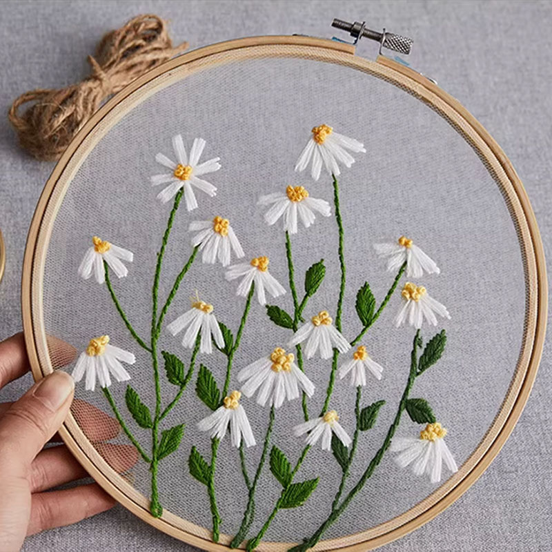 DIY Embroidery Set White Flowe - đánh giá và giá Textile Sewing Patterns